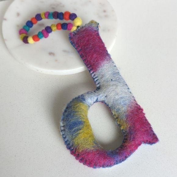 NWOT - 2 Anthropologie Felted Boiled Wool Letter Christmas Ornaments - Picture 4 of 7